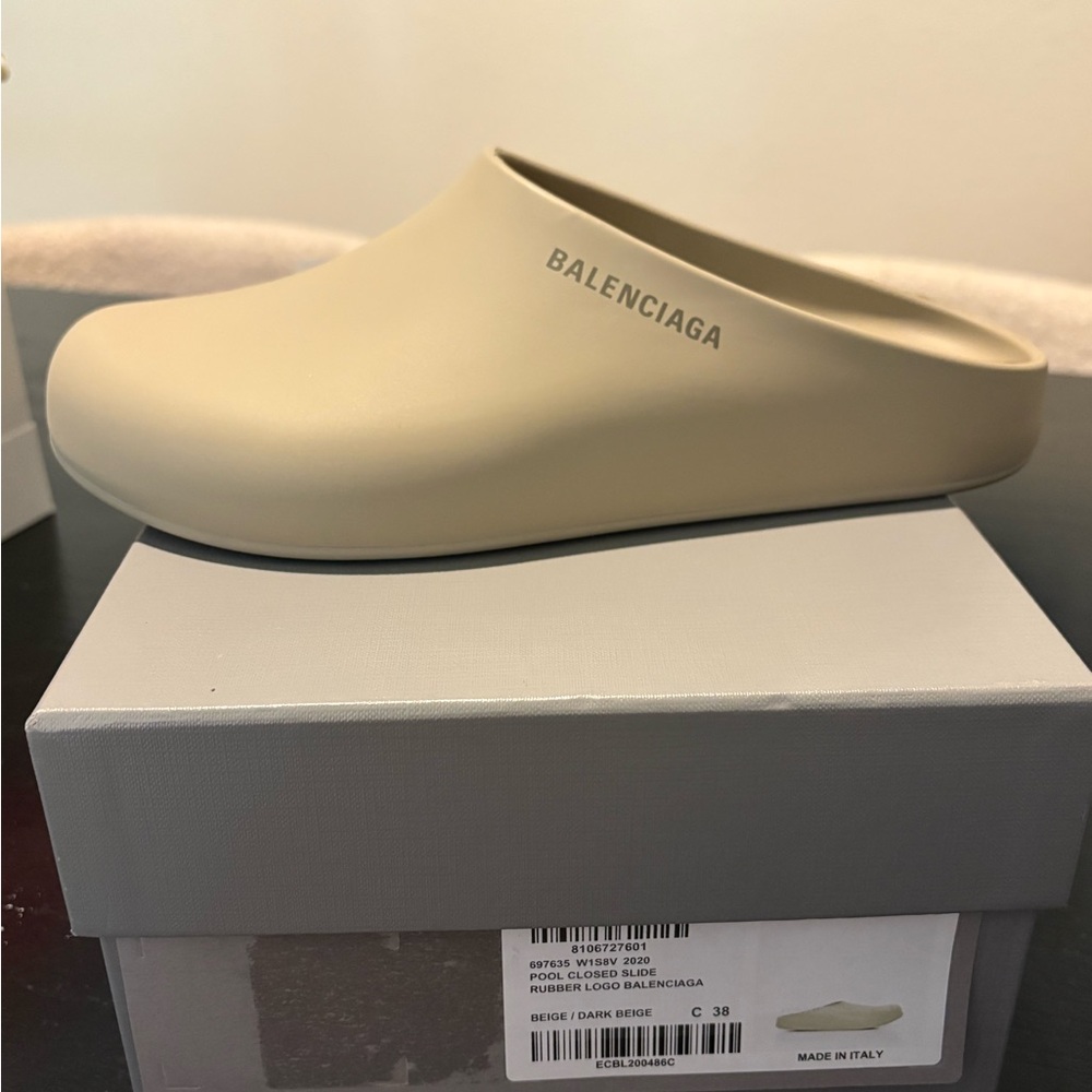 Balenciaga Light Tan Rubber Mules